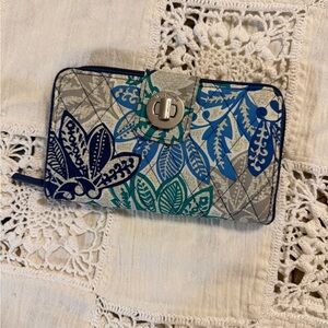 Vera Bradley Blue and Gray Wallet with Paisley Design